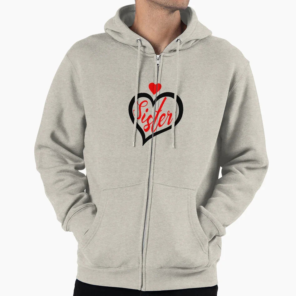 Sister Valentines Day Matching Family Gift Hoodie - Trendy Graphic Unisex