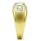 TK119G - IP Gold(Ion Plating) Stainless Steel Ring with Top Grade Crystal  in Clear