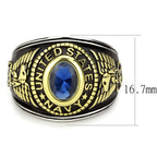 TK3726 - Two-Tone IP Gold (Ion Plating) Stainless Steel Ring with Synthetic Synthetic Glass in Montana