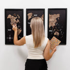 Triptych Wooden World Map (Dark Walnut)