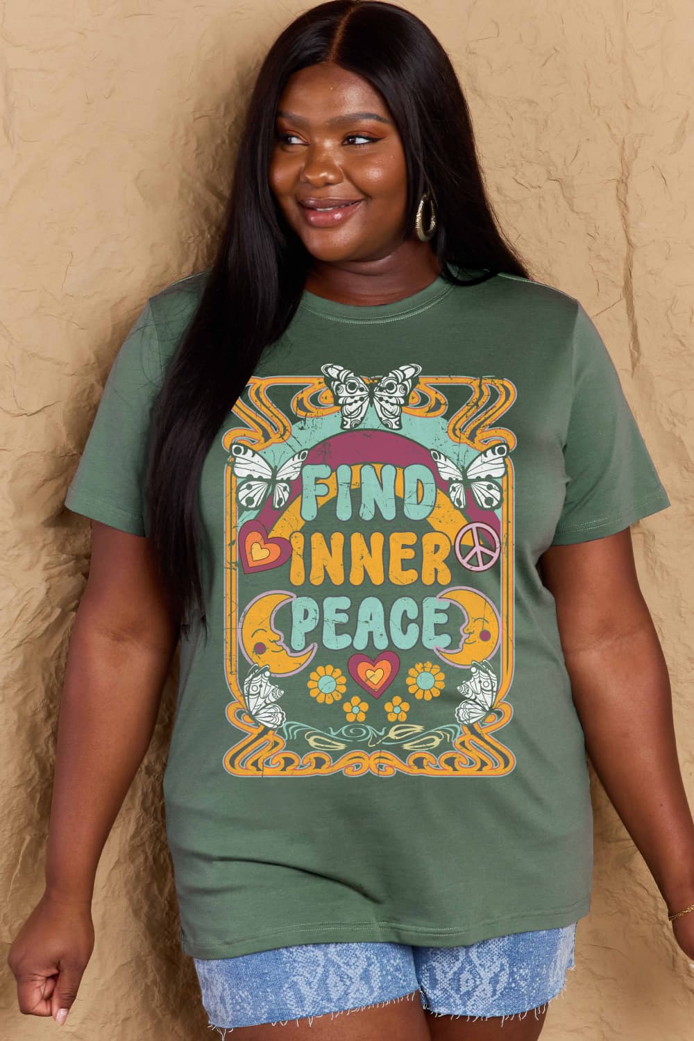 Simply Love Full Size FIND INNER PEACE Graphic Cotton T-Shirt