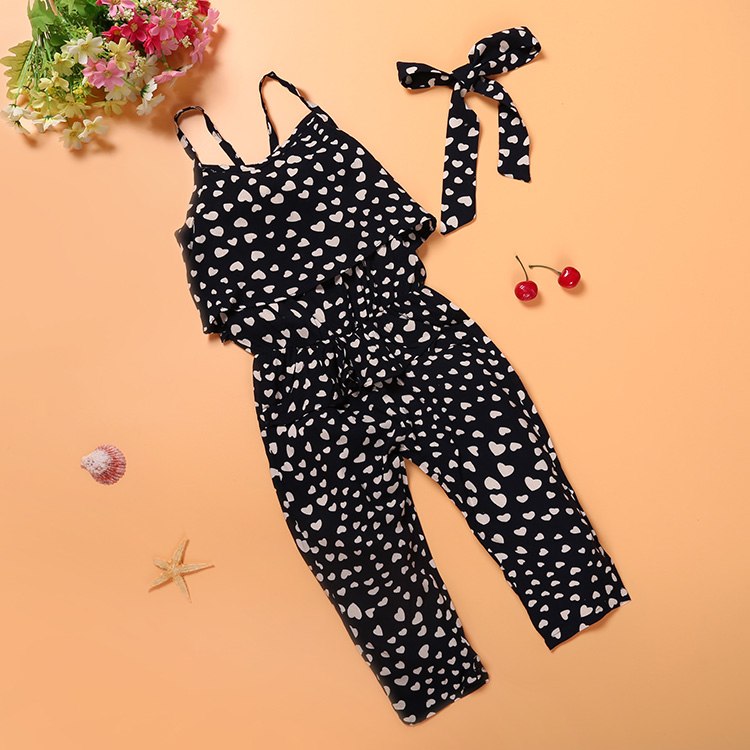 Sleeveless Polka Dot Girls Jumpsuit