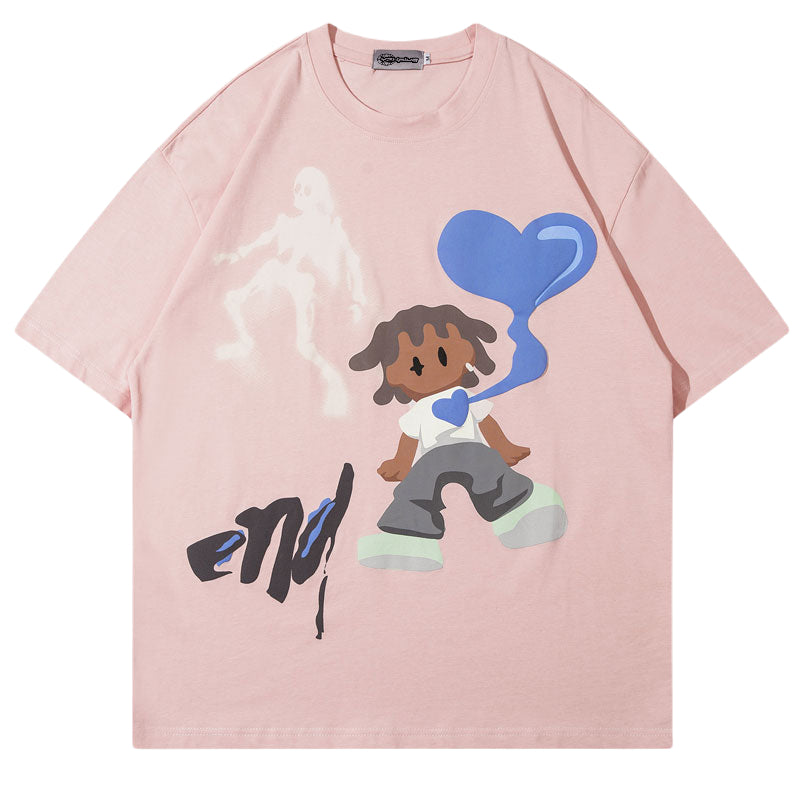 T-Shirt with blue heart print