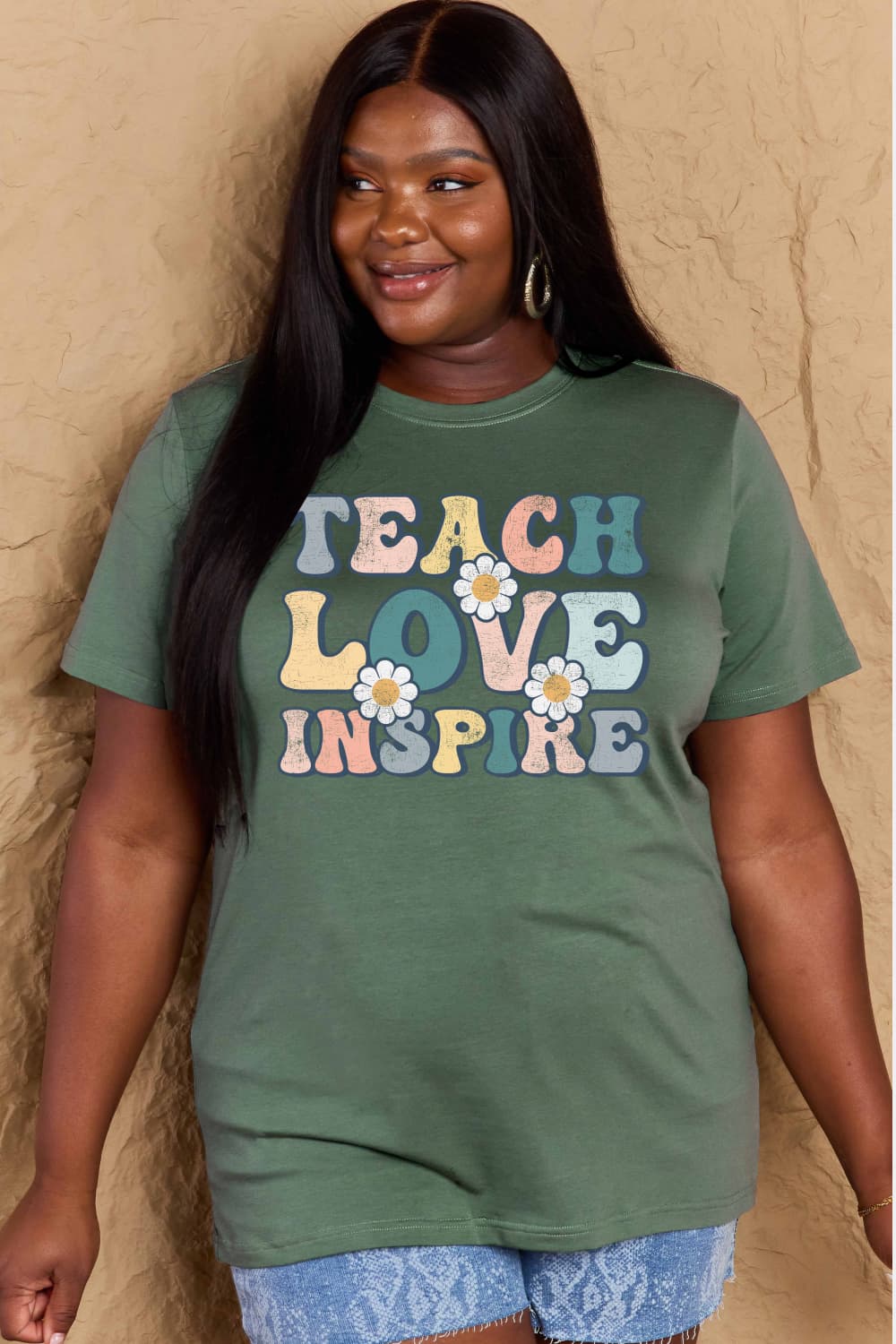 Simply Love Full Size TEACH LOVE INSPIRE Graphic Cotton T-Shirt