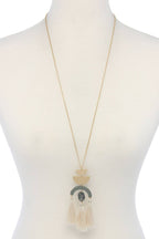 Half circle metal tassel pendant necklace