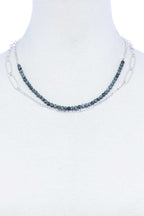 Double Layer Beaded And Chain Necklace