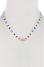 Evil Eye Charm Color Block Necklace