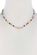 Hamsa Hand Charm Color Block Necklace