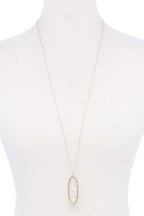 Acetate Oval Metal Edge Pendant Necklace
