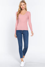 V-neck Viscose Rib Sweater