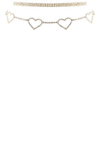 Rhinestone 5 Heart Choker Necklace