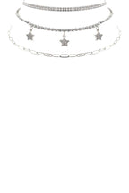 Rhinestone Star Charm 3 Layered Necklace