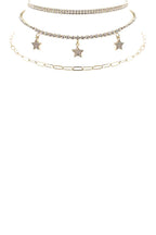 Rhinestone Star Charm 3 Layered Necklace
