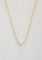 Pearl Bead Oval Link Necklace