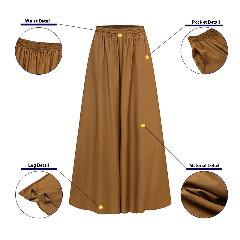 Spring and Summer Plus Size Women's Stretch Belt Wide-Leg Pants Women's Solid Color Wide Full-Length Pants Casual Pants