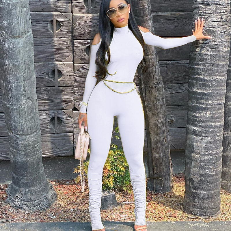 Bandage Bodycon Jumpsuit Long Sleeve