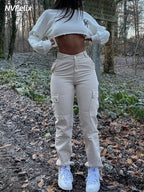 Straight Leg high waist Cargo Pants Women