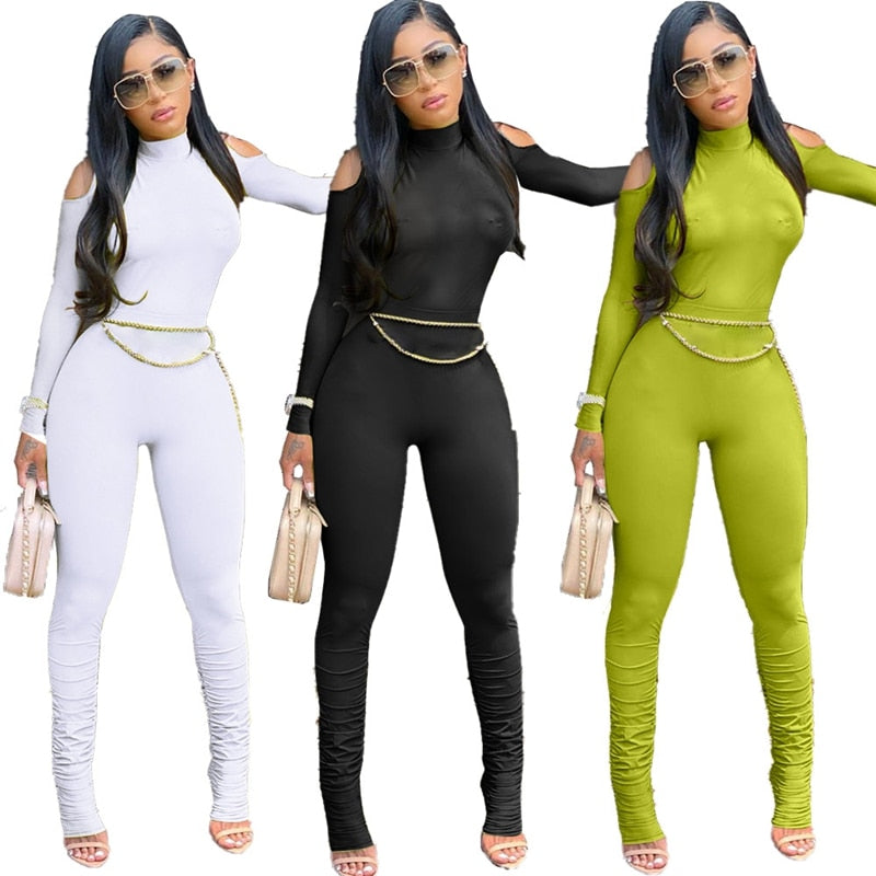 Bandage Bodycon Jumpsuit Long Sleeve