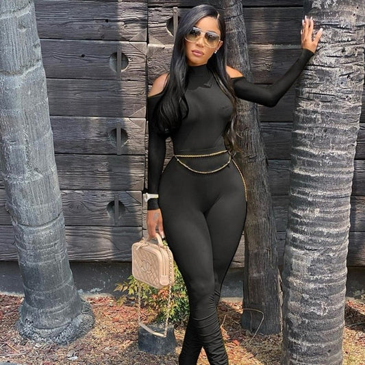 Bandage Bodycon Jumpsuit Long Sleeve