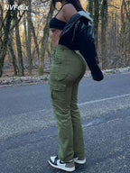 Straight Leg high waist Cargo Pants Women