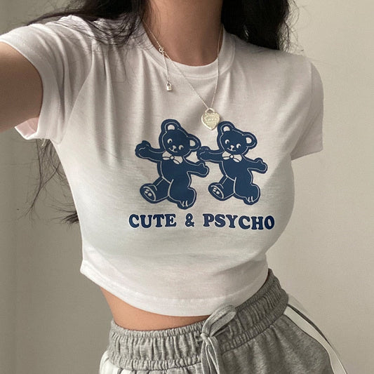 White 'Cute & Psycho' Tee