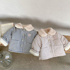 NewBorn Baby Winter Coat Girls and Boys Korean-style Plaid Bear Quilted To Keep Warm Cotton-padded Jacket Thickened Children's Cotton Clothes