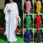 large size solid color one word collar long sleeves womens dress