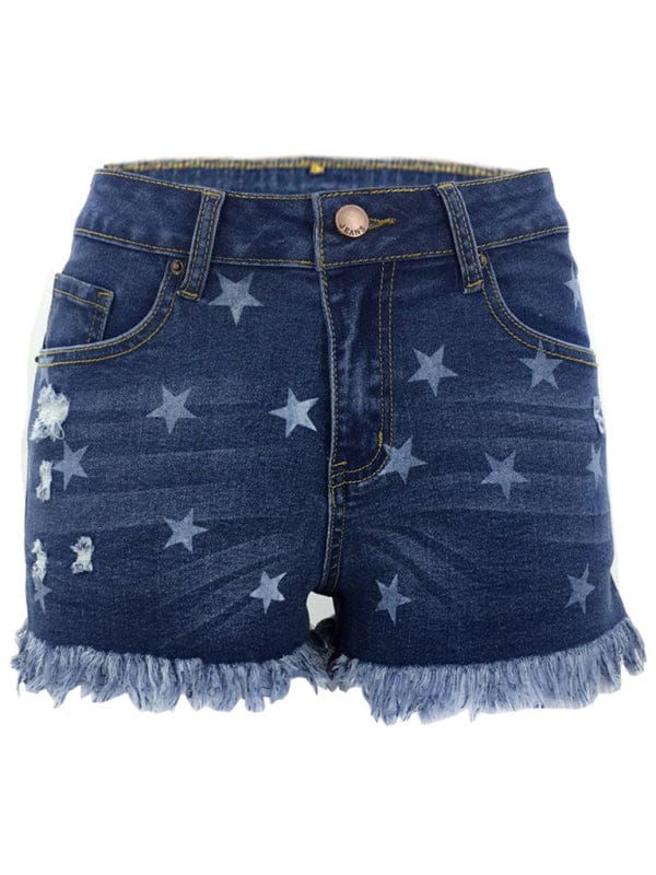 Women's All Over Star Print Denim Shorts