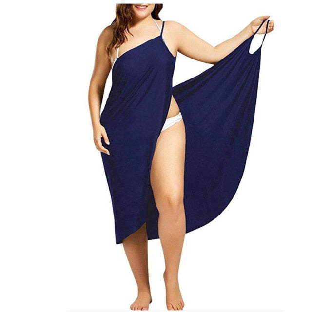 Women Beach Dress Sexy Sling  Wear Dress Sarong Bilini Cover Up Warp Pareo Dresses Backless  Swimwear Femme 5XL Plus Size stripe