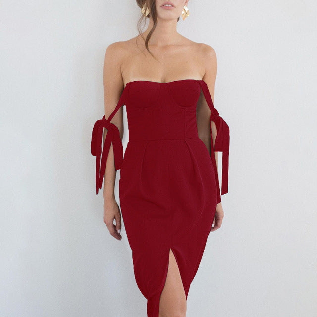 Hnewly Summer Bodycon Formal Dress Women Party Dress Midi 2021 Black Off The Shoulder Bodycon Dress Wedding Celebrity Evening Club Dress